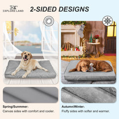 Explore Land plush dog bed cover offers a soft, comfortable surface for pets.