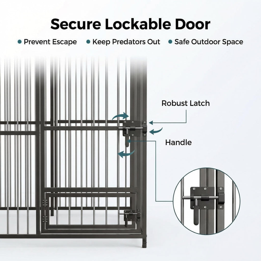 ExploreHorizon feeding access door enables quick refills without entering the pen