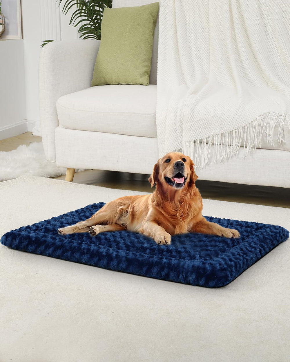 Exsnugy rectangular dog mattress for crates and elevated beds.