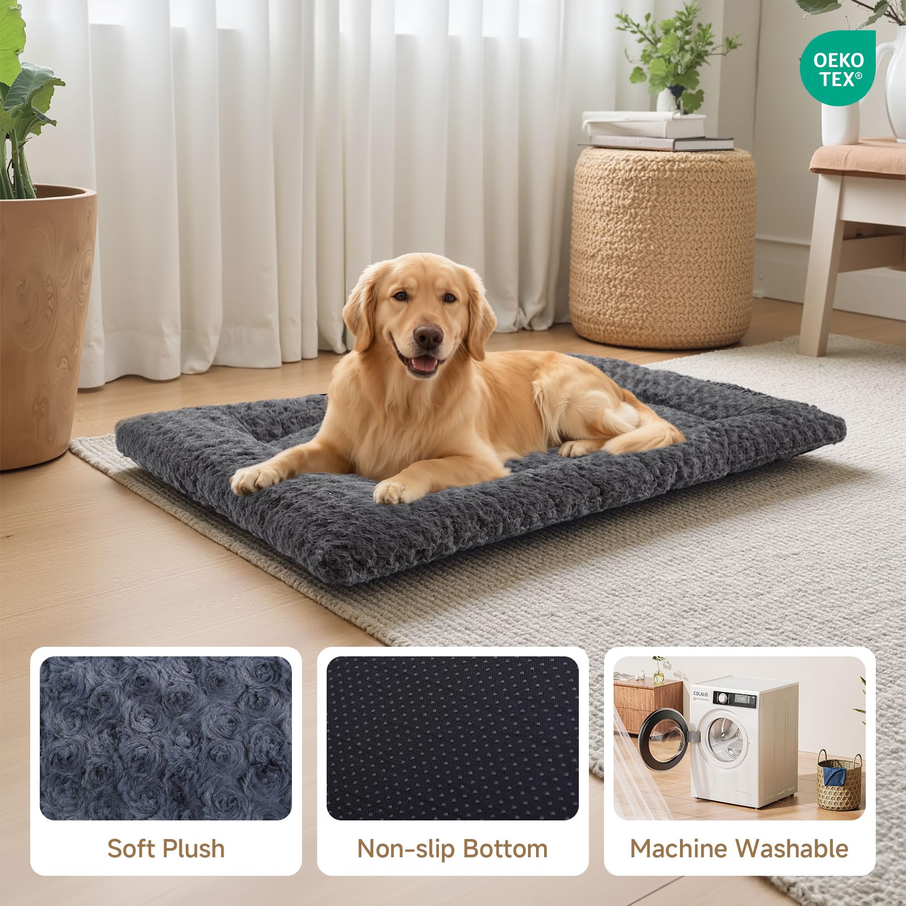 Exsnugy rectangular mattress fits crates and elevated beds.
