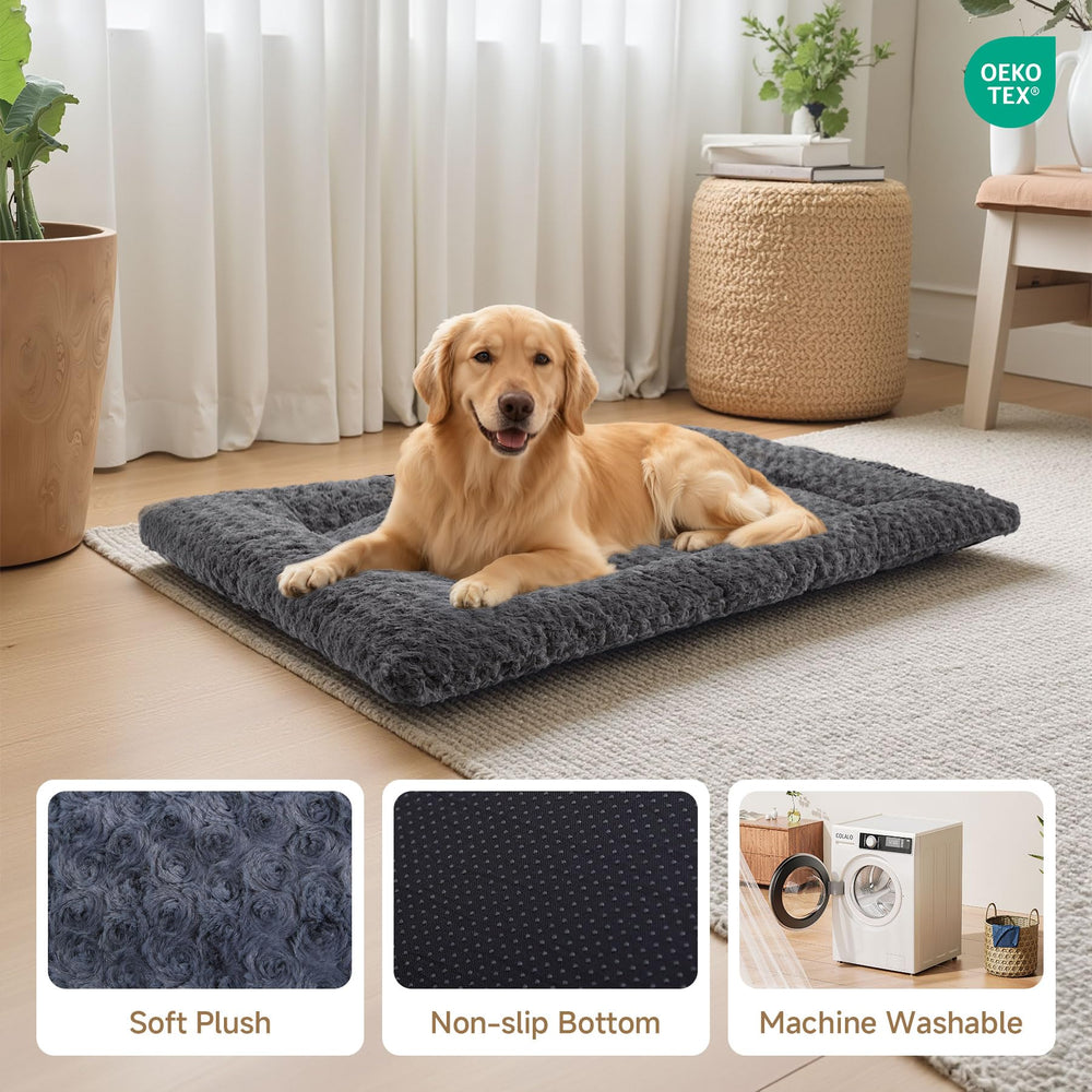 Exsnugy rectangular mattress fits crates and elevated beds.