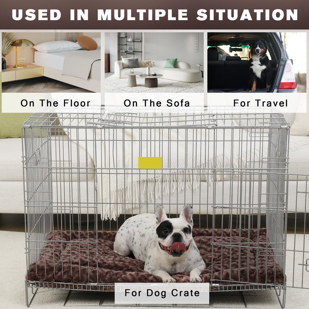 Exsnugy rectangular pad fits elevated beds and crates.