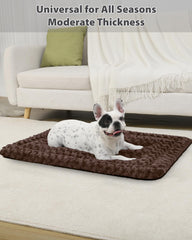 Exsnugy machine-washable dog bed mat close-up showing fluffy surface.