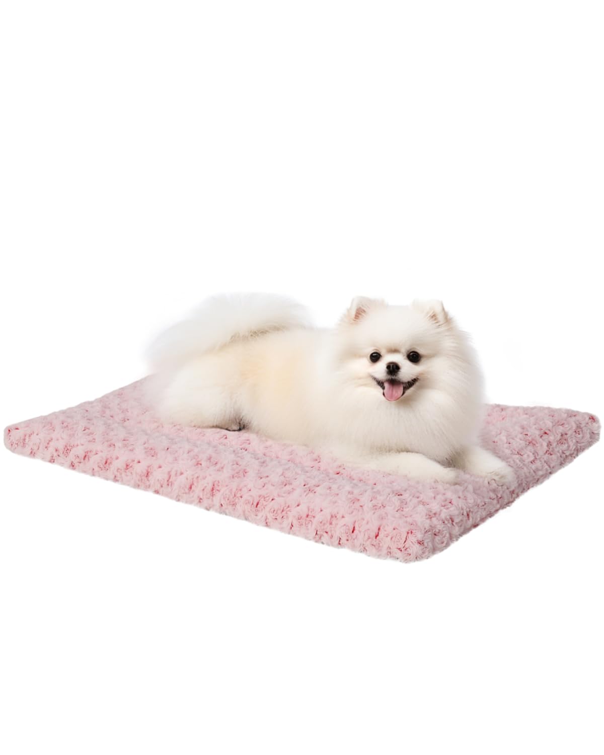 Exsnugy washable dog bed mat in pink with plush texture for cozy naps