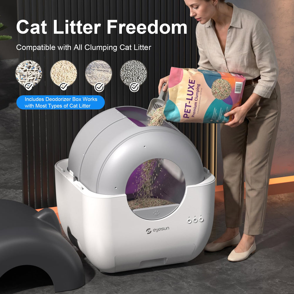 EYESUN 76L drum and 13L waste bin support busy multi-cat households.