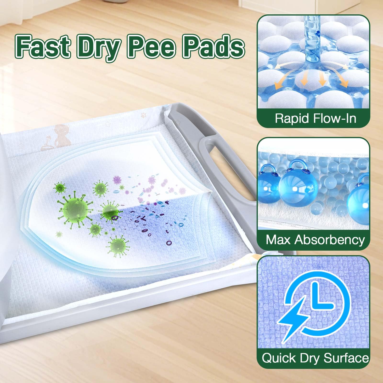 Eyssu 3D raised surface speeds urine absorption and gel formation.
