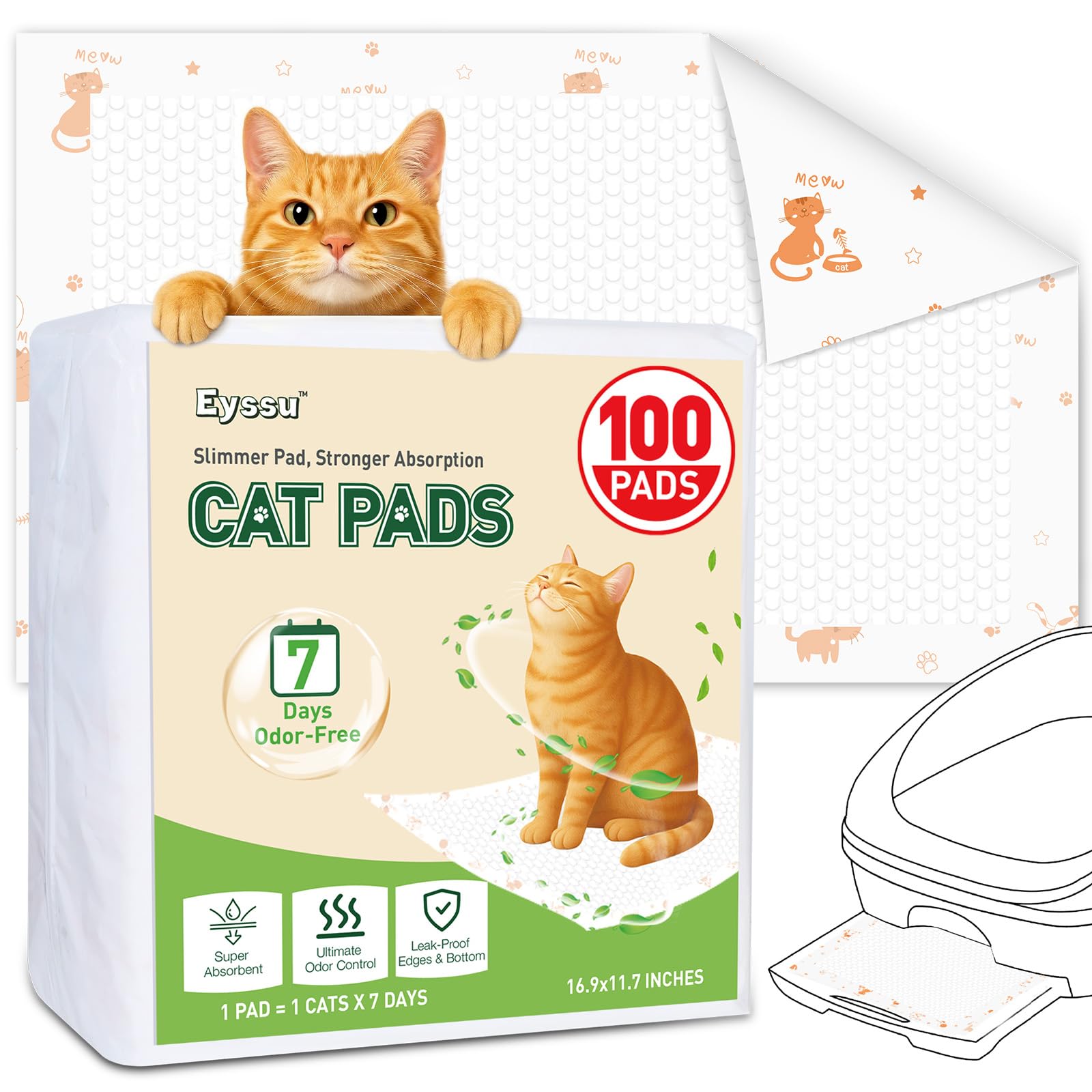 Eyssu litter pad fits Breeze trays securely to prevent slips and leaks.