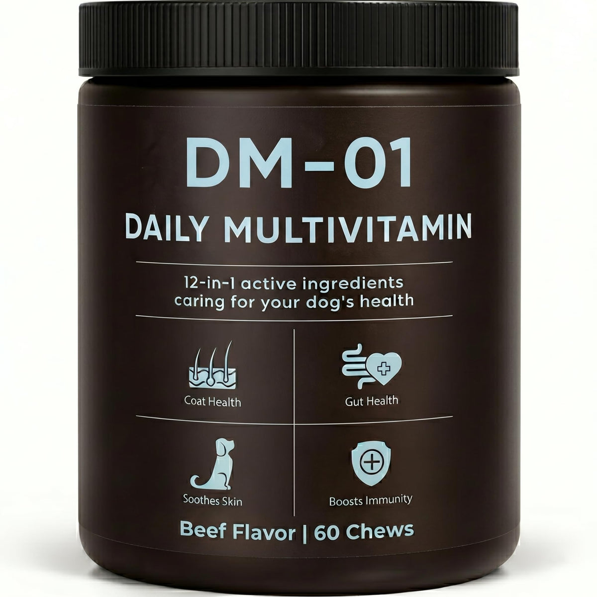 EYUTRD DM-01 beef-chew bottle for easy daily supplementation.