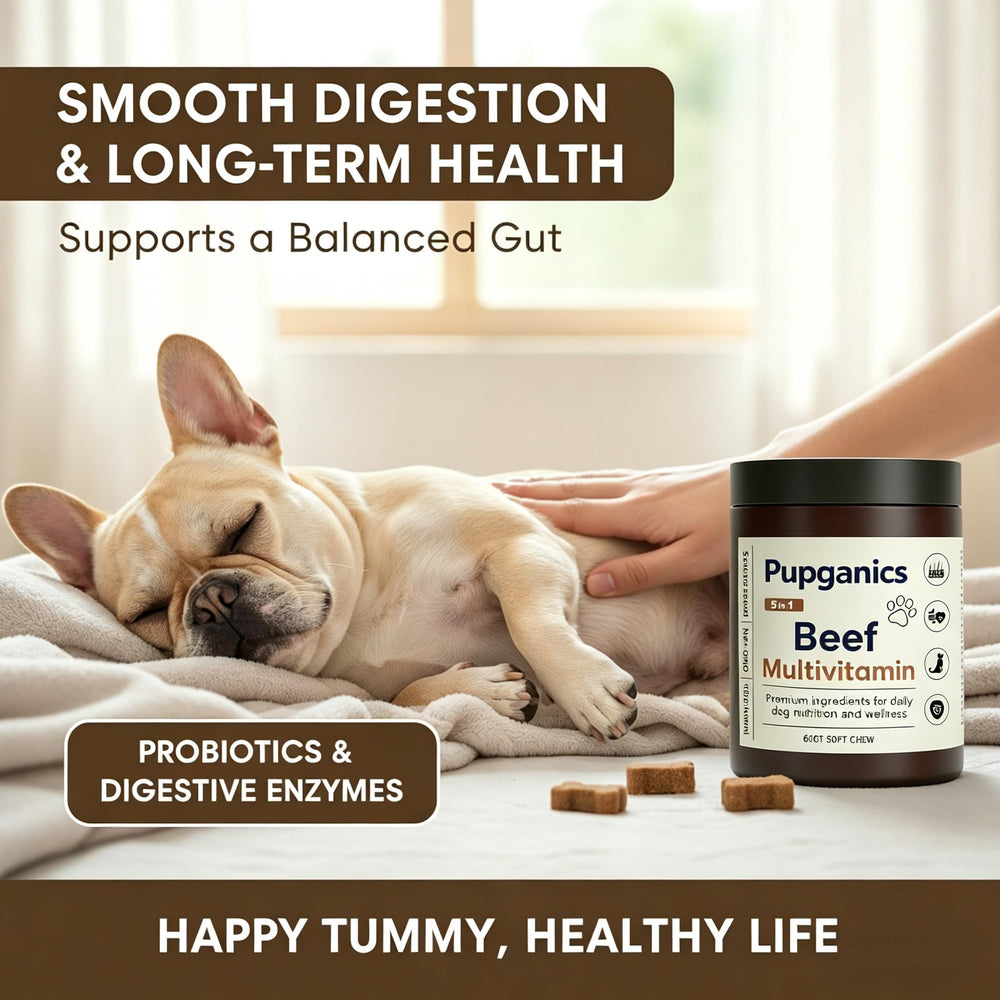 EYUTRD Pupganics chews supporting digestion and gut comfort.
