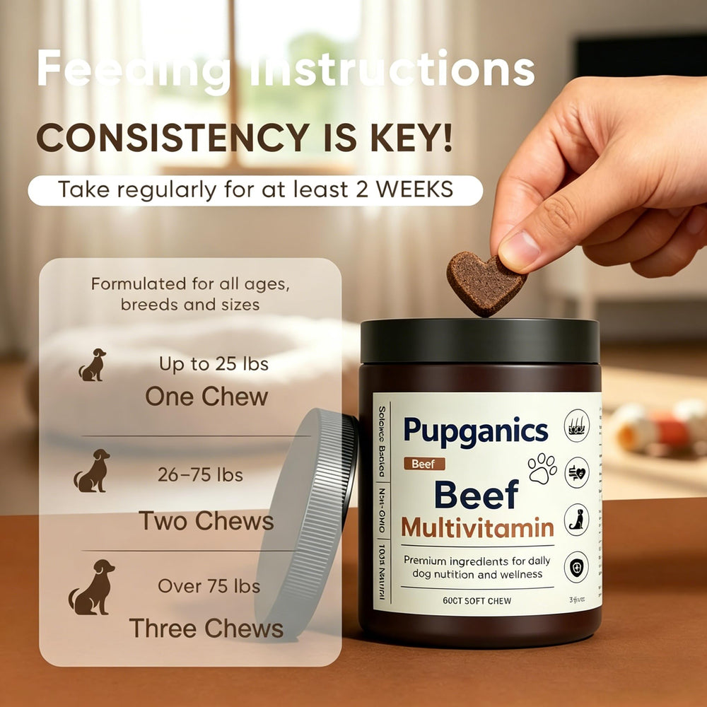 EYUTRD Pupganics chews with salmon oil for skin and coat nourishment.