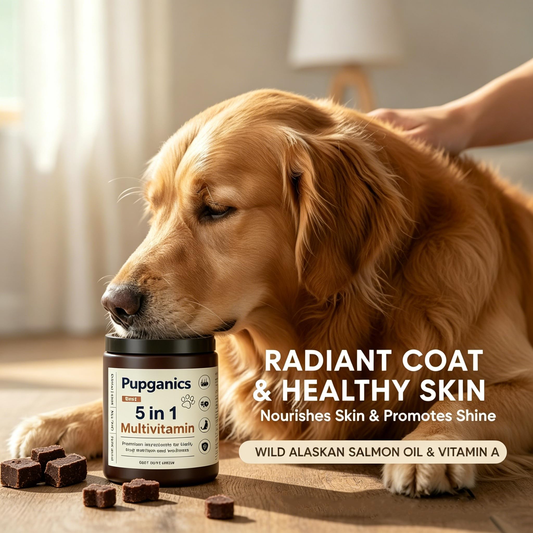 EYUTRD Pupganics chews promoting coat shine and healthy skin.