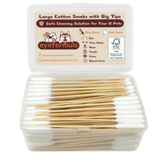 eyxformula 6inch swabs with bamboo handle for gentle pet care.