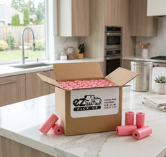 EZ PICK UP 9x12 inch leak-proof bags in use for mess containment