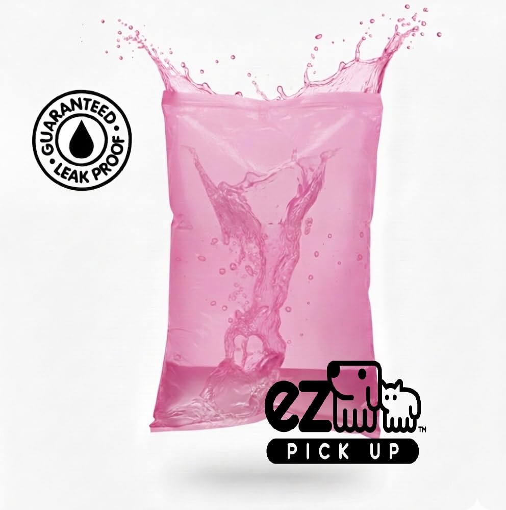 EZ PICK UP pink bags for cat litter cleanup and dog waste disposal