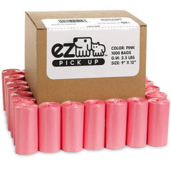 EZ PICK UP pink poop bags ready for daily pet waste pickup