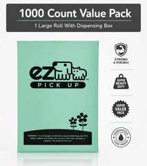 EZ PICK UP unscented green bags for odor-conscious use.