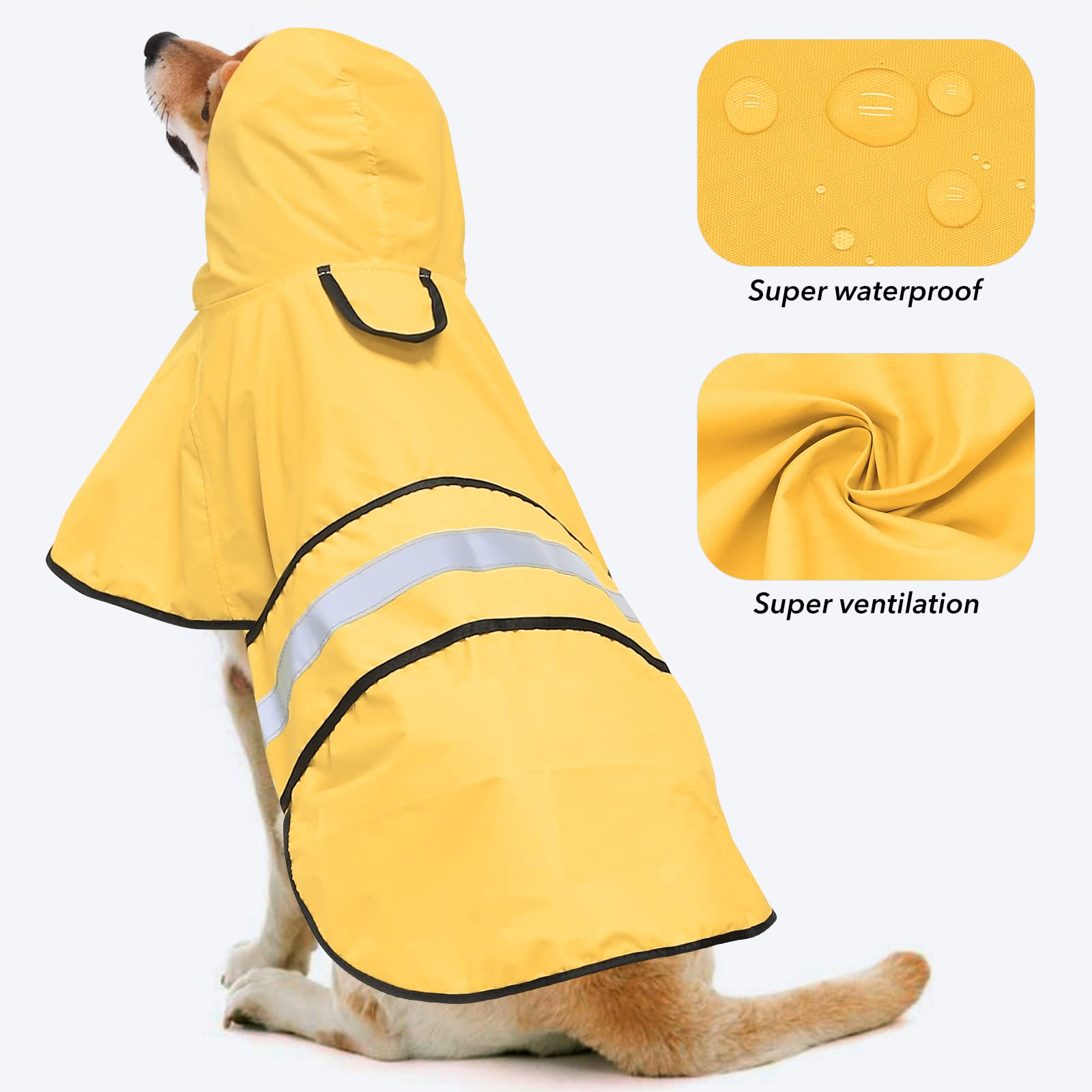 Ezierfy raincoat shows reflective belly strips for high visibility at dusk.