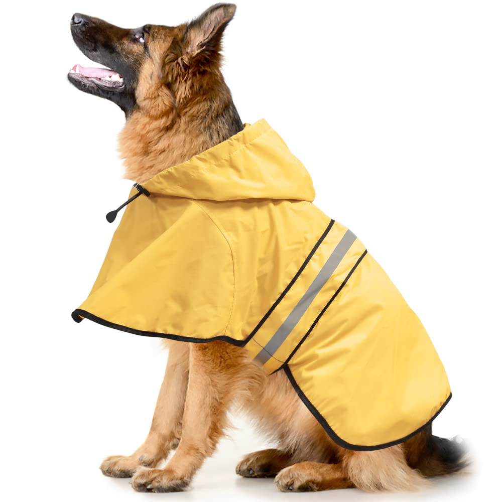 Ezierfy hooded dog rain coat front view with lightweight waterproof protection for daily walks.