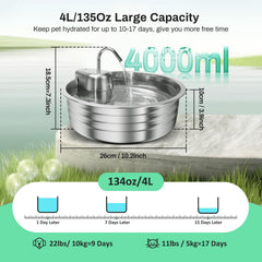 EZMioo cat fountain crafted from 304 stainless steel for durability
