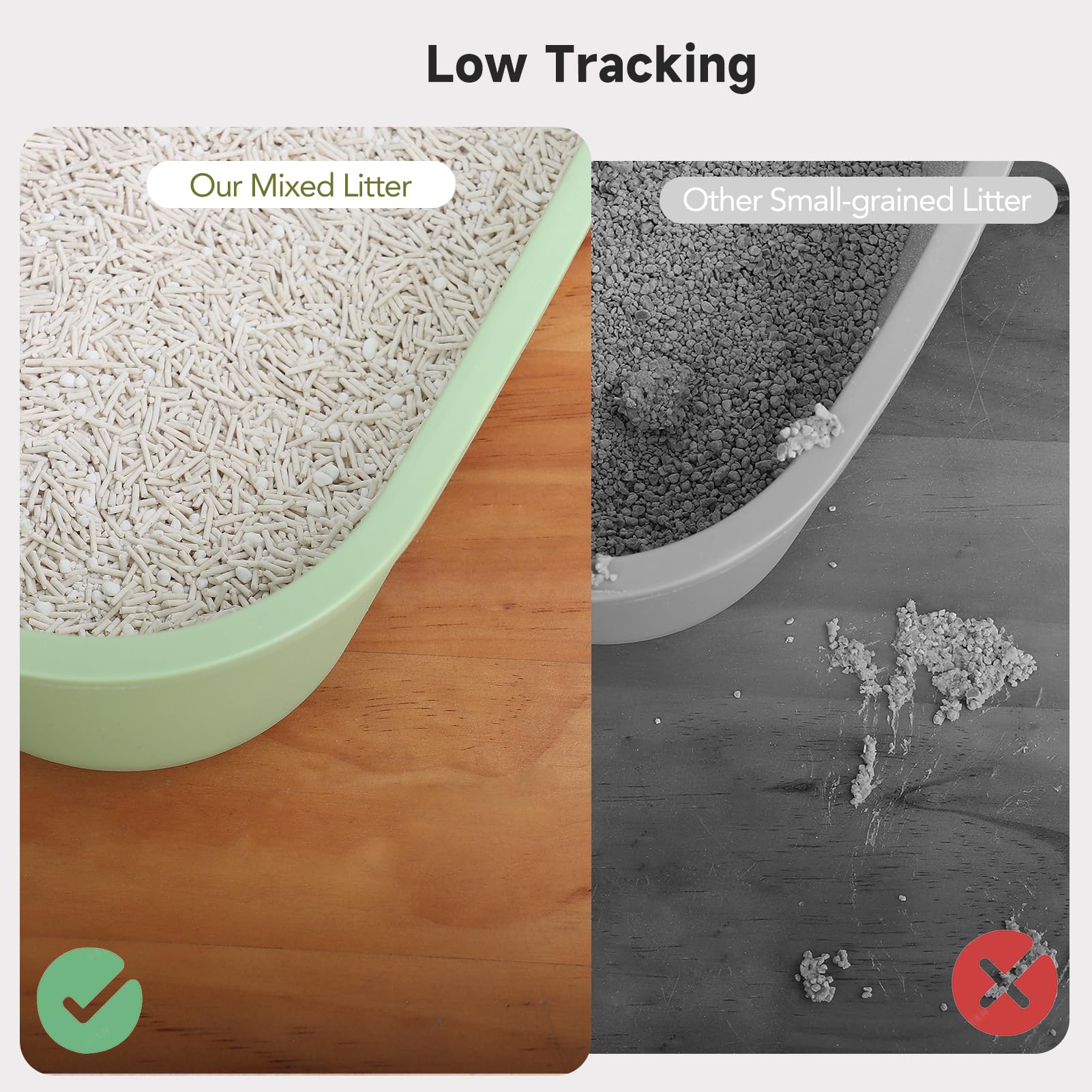 EZSKUUP low-tracking tofu litter reduces floor mess and dust