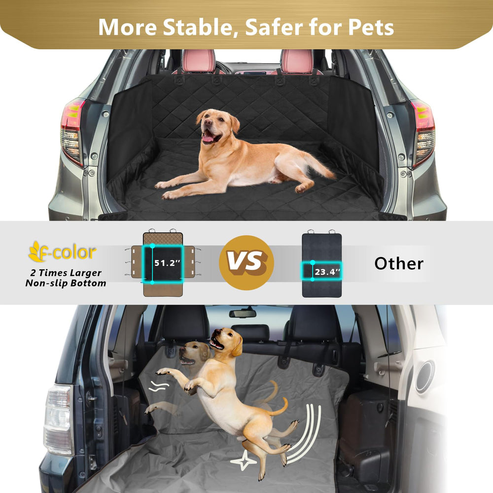 F-color SUV Cargo Liner non-slip surface helps pets stay grounded during travel