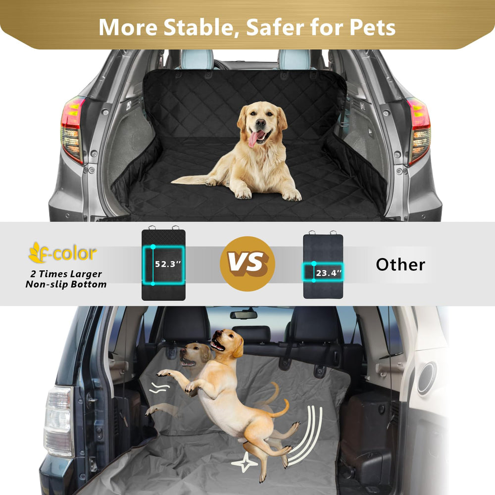 F-color SUV Cargo Liner bumper flap protects paint during loading and unloading