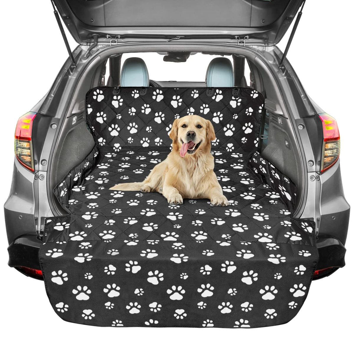 F-color SUV Cargo Liner full product view protects cargo and keeps dogs comfy