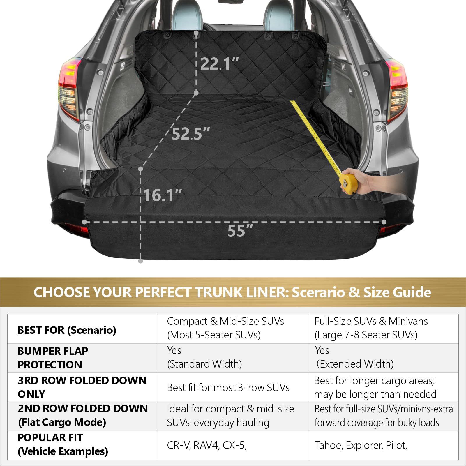 F-color SUV Cargo Liner extra-large non-slip net keeps items in place