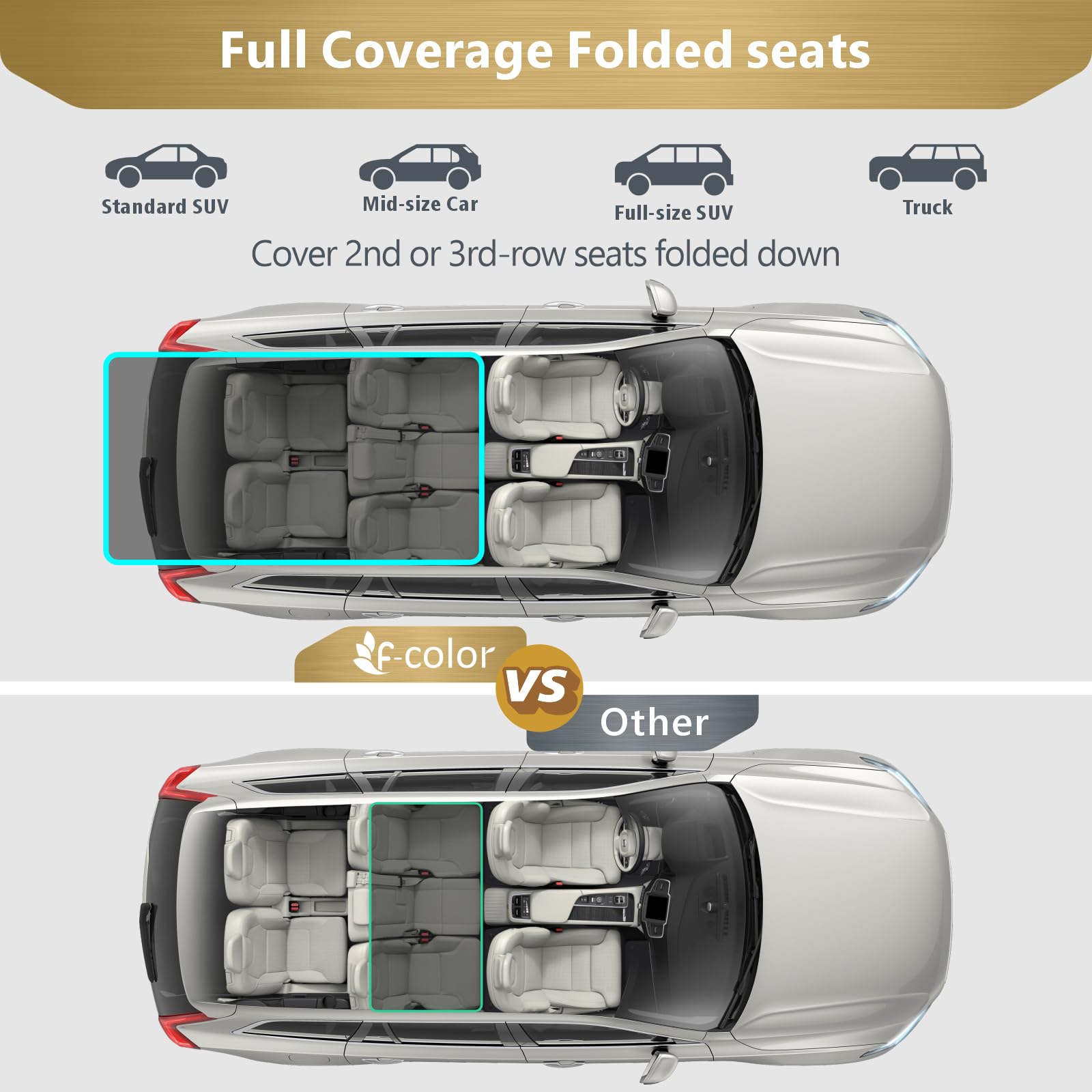 F-color SUV Cargo Liner foldable to fit different vehicles