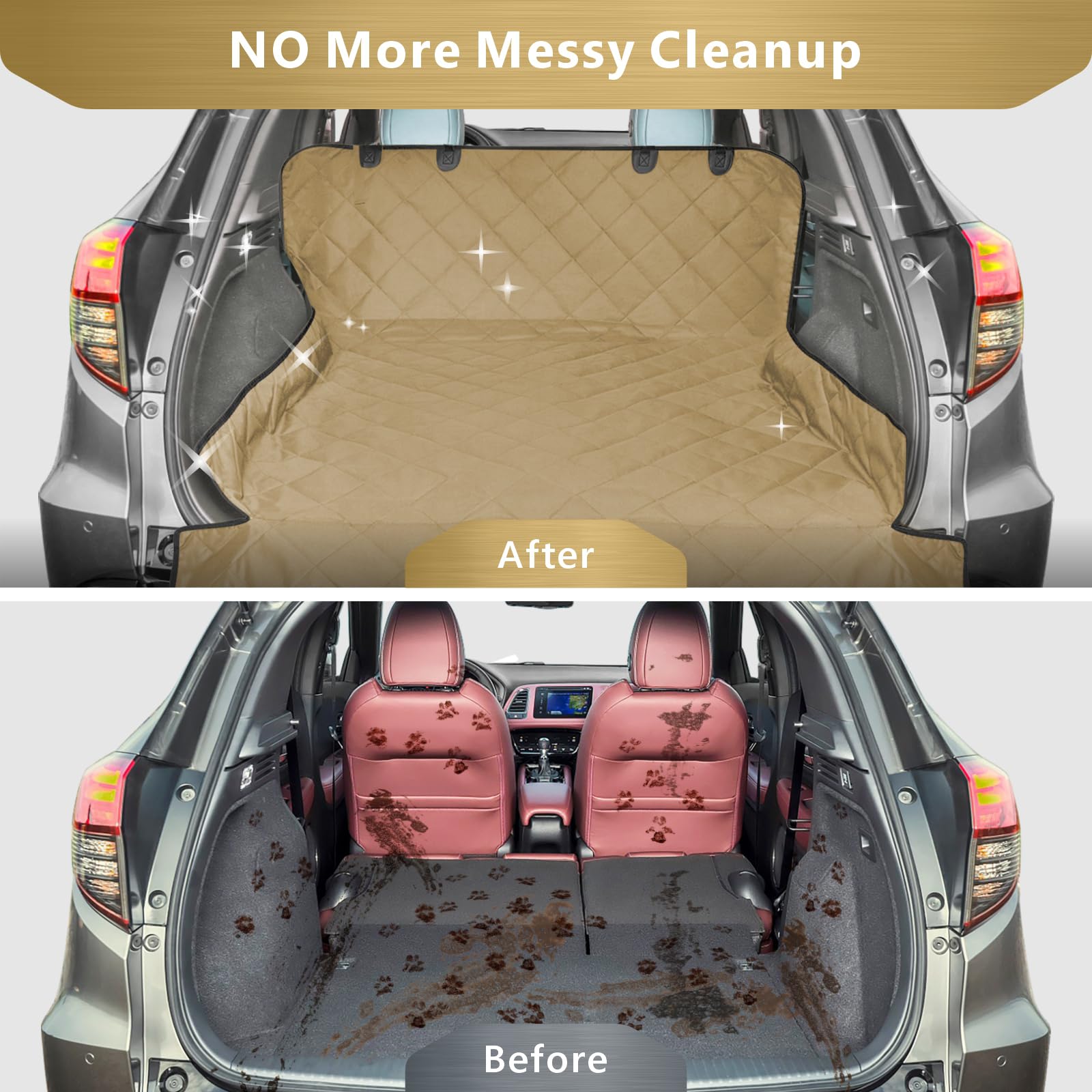 F-color water-resistant four-layer fabric shields seats from moisture.