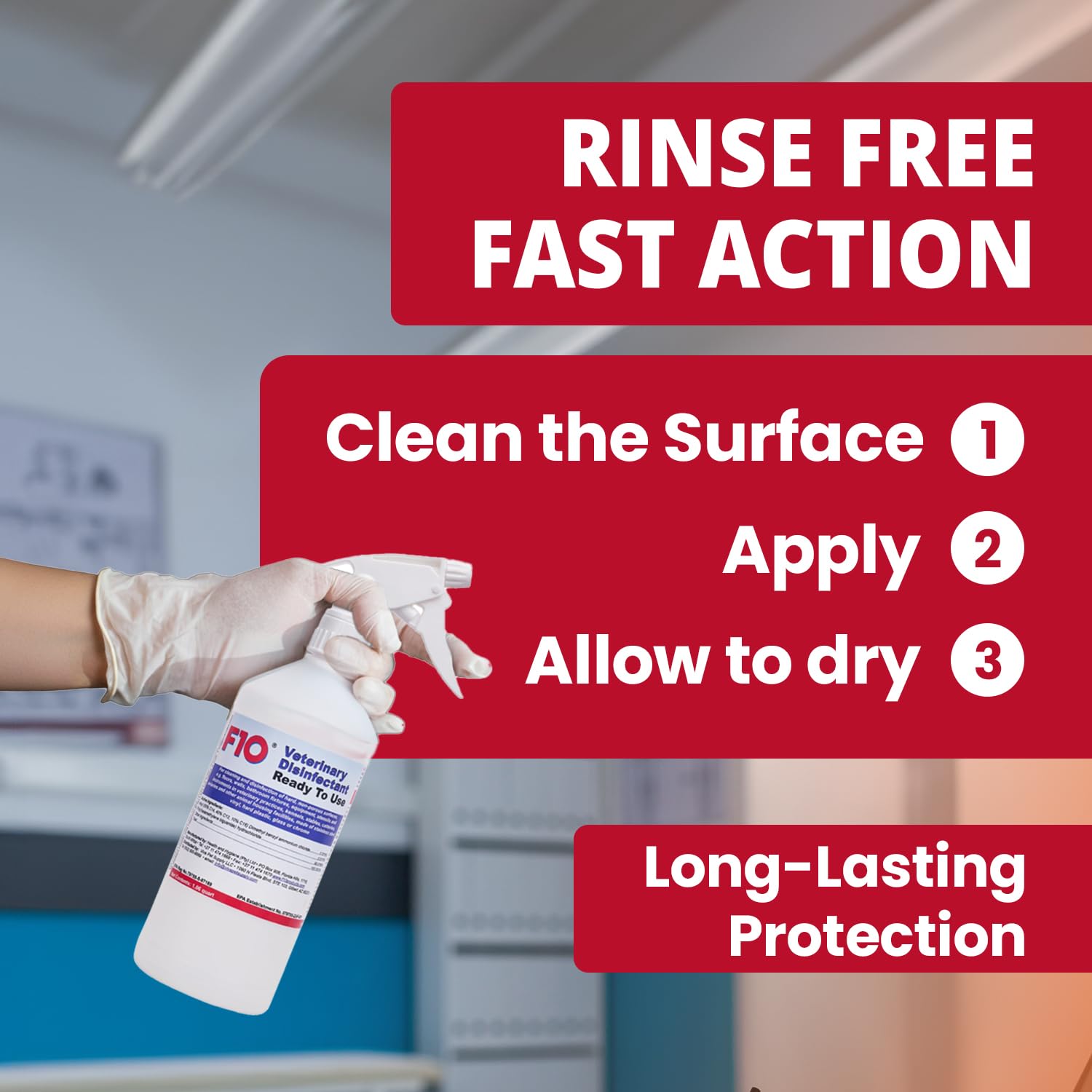 F10 disinfectant for cages to maintain clean, safe habitats.