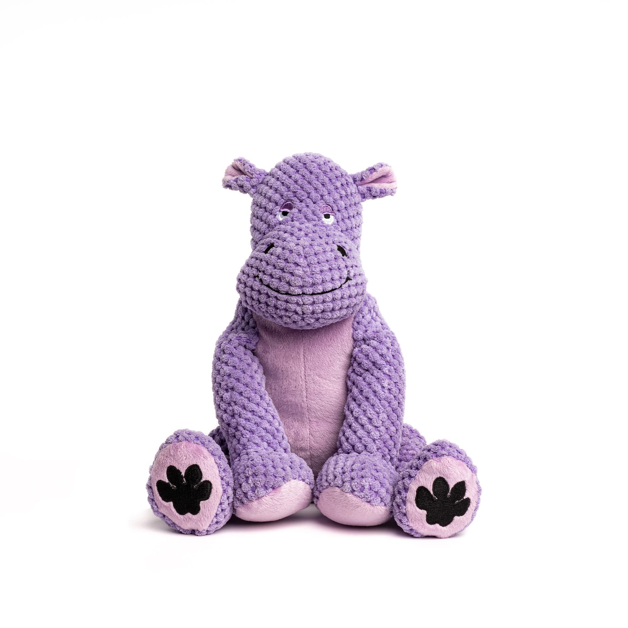 fabdog Floppies hippo plush toy for dogs, soft and durable squeaky playtime.
