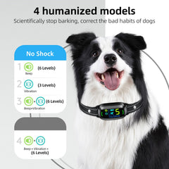 FAFAFROG digital display on bark collar shows status and battery at a glance