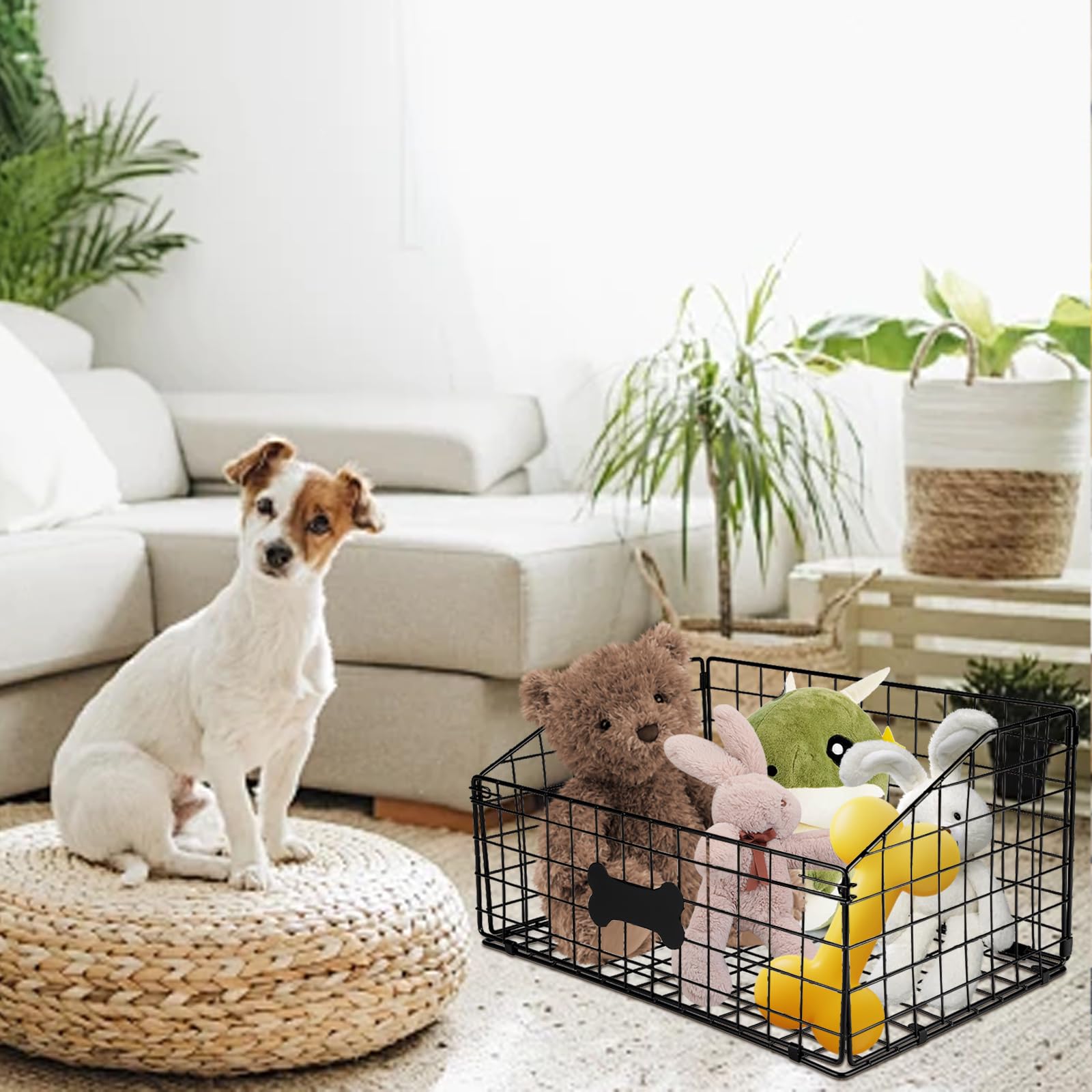 Faihats large dog toy basket metal durable construction supports everyday use