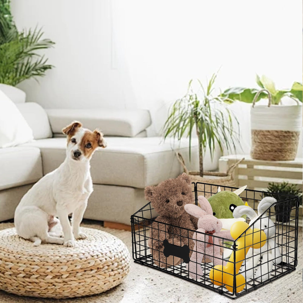 Faihats large dog toy basket metal durable construction supports everyday use