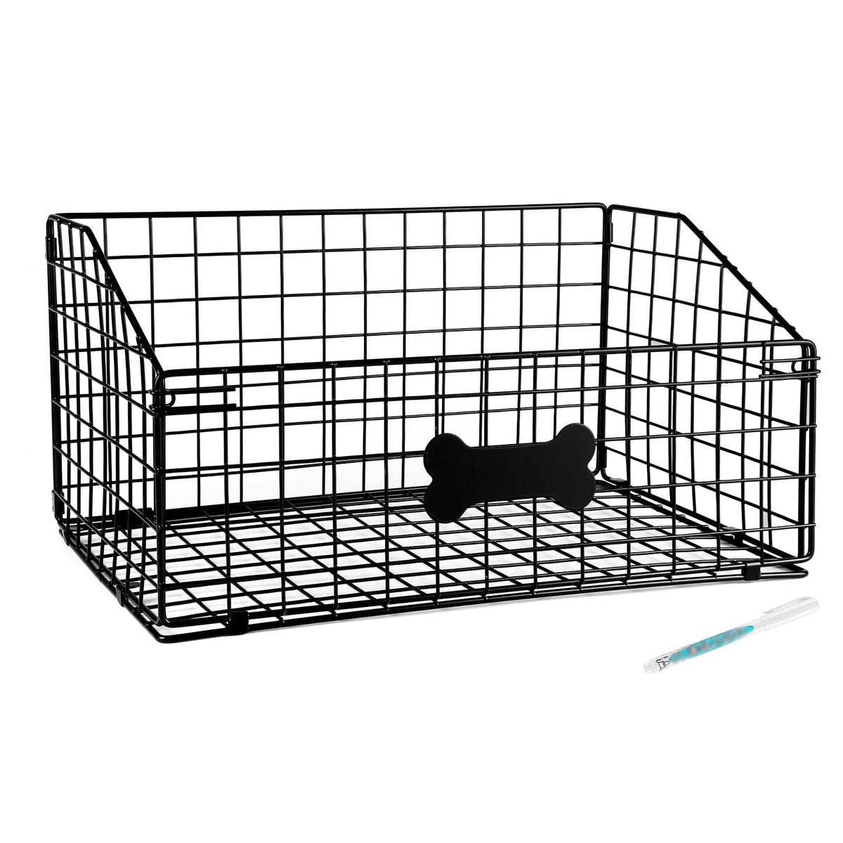 Faihats large dog toy basket metal front view shows a durable storage solution