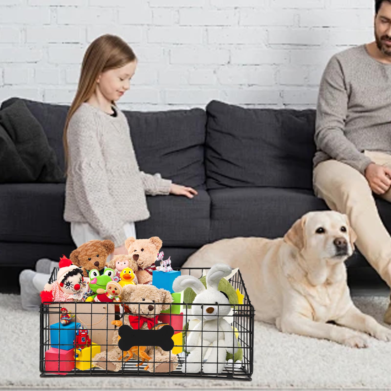 Faihats large dog toy basket metal spacious inside demonstrates generous capacity for various toys