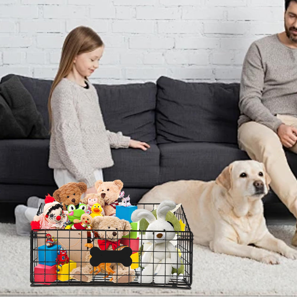 Faihats large dog toy basket metal spacious inside demonstrates generous capacity for various toys