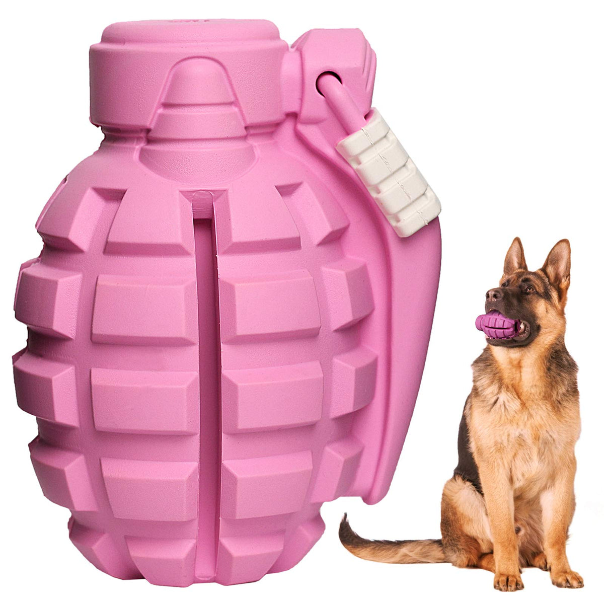 Fairsh grenade dog toy pink for aggressive chewers supports mental stimulation