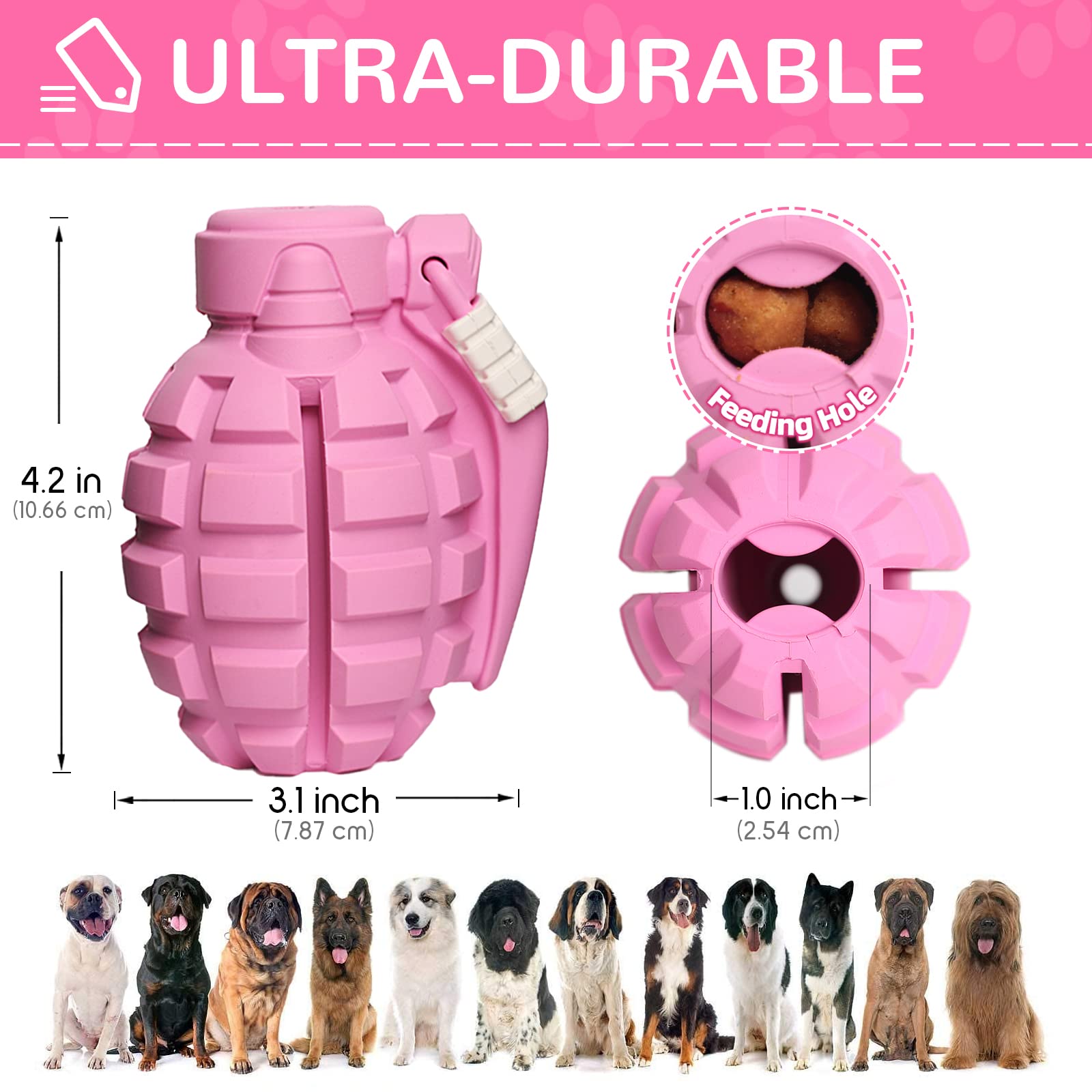 Fairsh treat-stuffing grenade toy using kibble or peanut butter