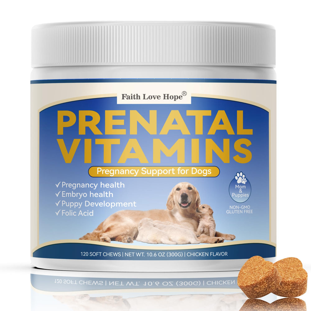 Faith Love Hope prenatal soft chews bottle for easy daily dosing.