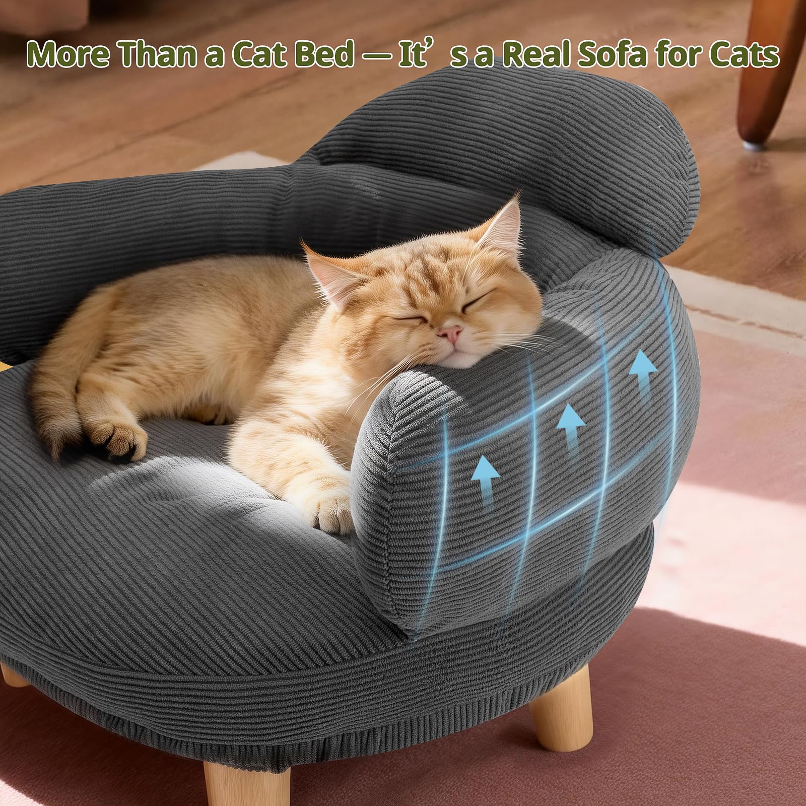 Famifit Cat Sofa deep cushion seat supports curling up for naps.