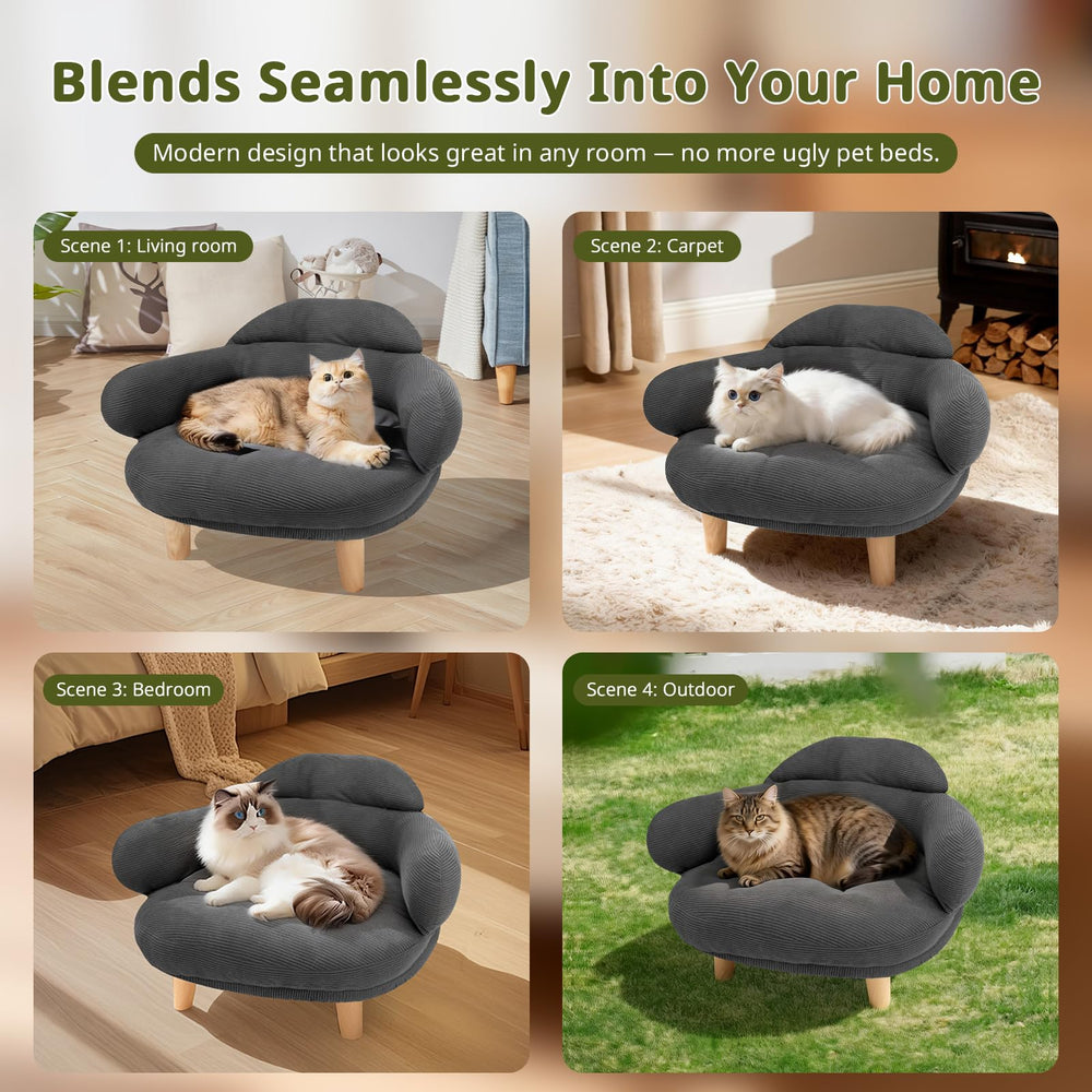 Famifit Cat Sofa gray finish blends with modern décor and pets.