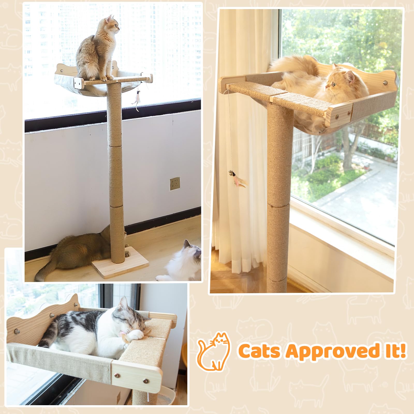 Famifit Cat Window Perch Hammock 45-lb capacity supports multi-cat households.