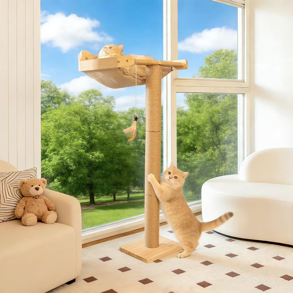 Famifit Cat Window Perch Hammock sturdy natural wood base and premium materials.