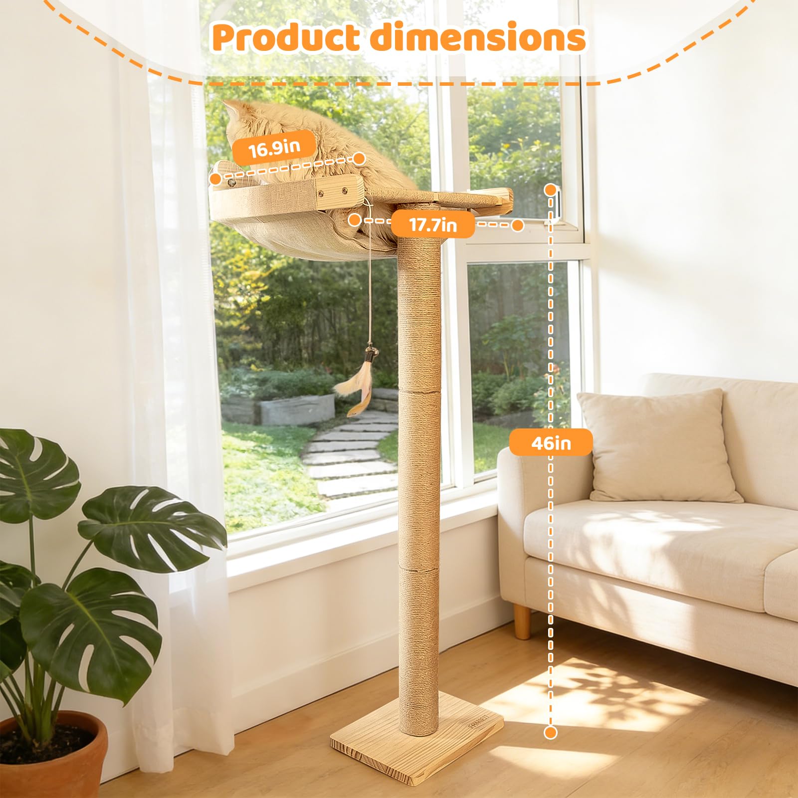 Famifit Cat Window Perch Hammock suction mount shows secure, drill-free installation.