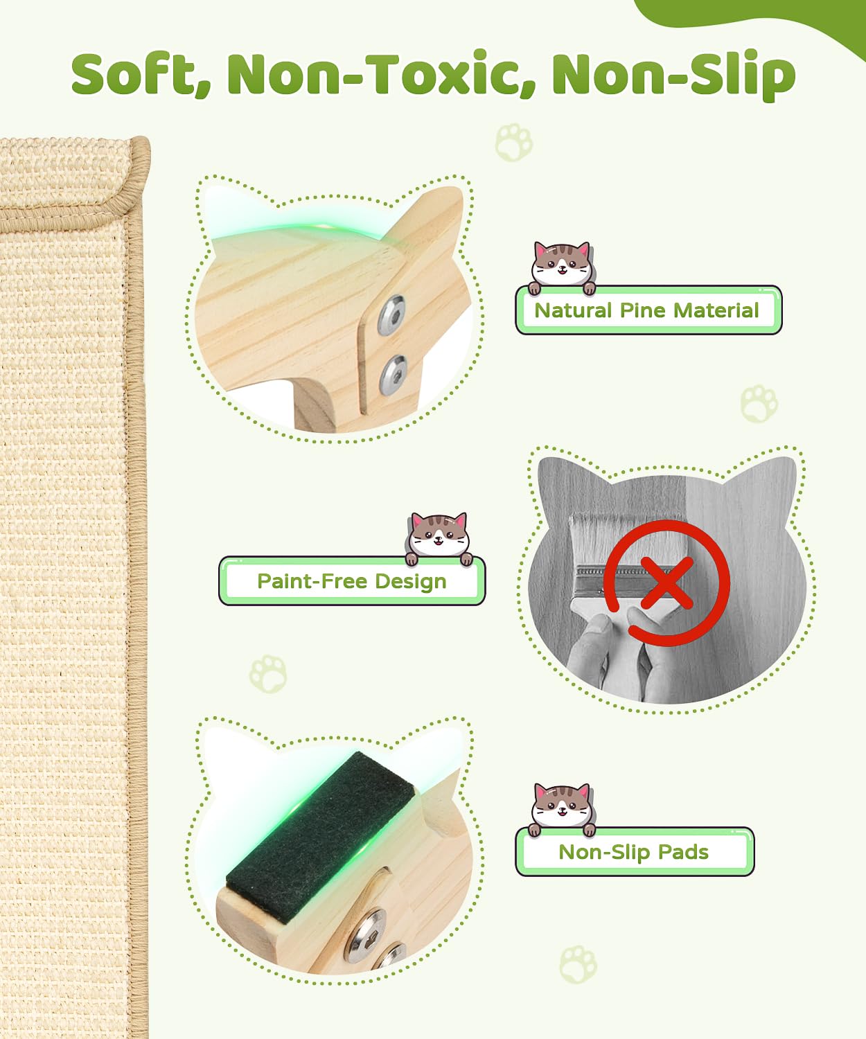 Famifit solid wood base is paint-free and odor-free for safe indoor use.