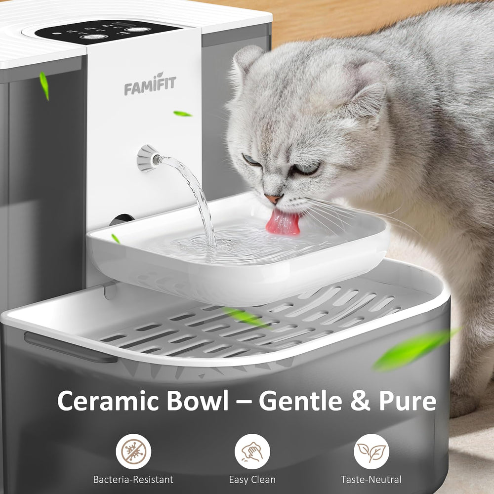 Timed dispensing options 3/6/9 hours on Famifit fountain