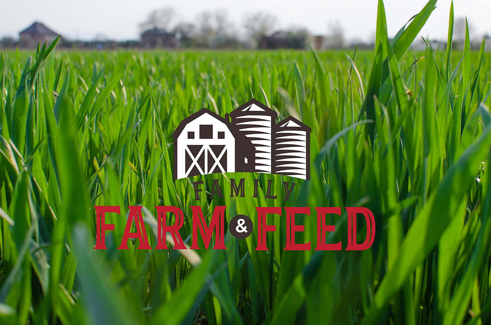 Family Farm and Feed alfalfa pellets used in garden applications for lawns and roses.