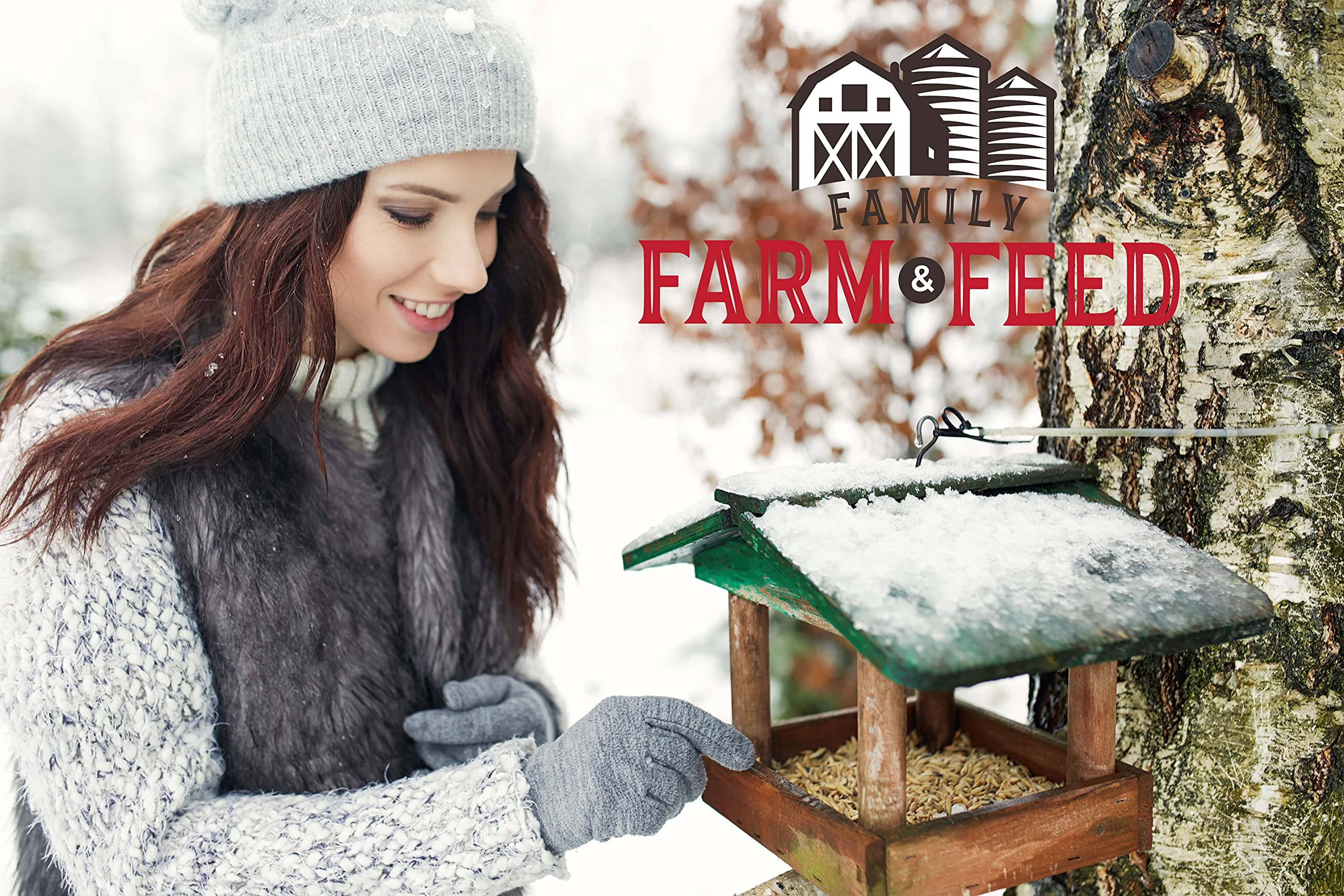 FAMILY FARM AND FEED birds at feeder savoring sunflower seeds for daily energy